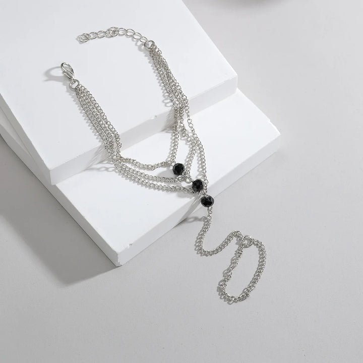 Juliet Black Pearl Layered Hand Chain