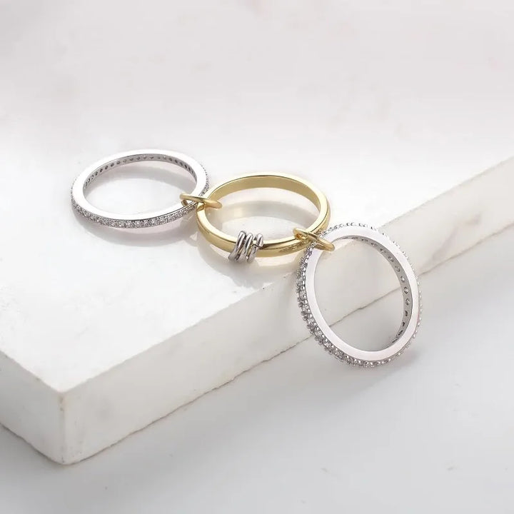 Moretti Double Stone Band Infinity Spacer Interlocked Ring