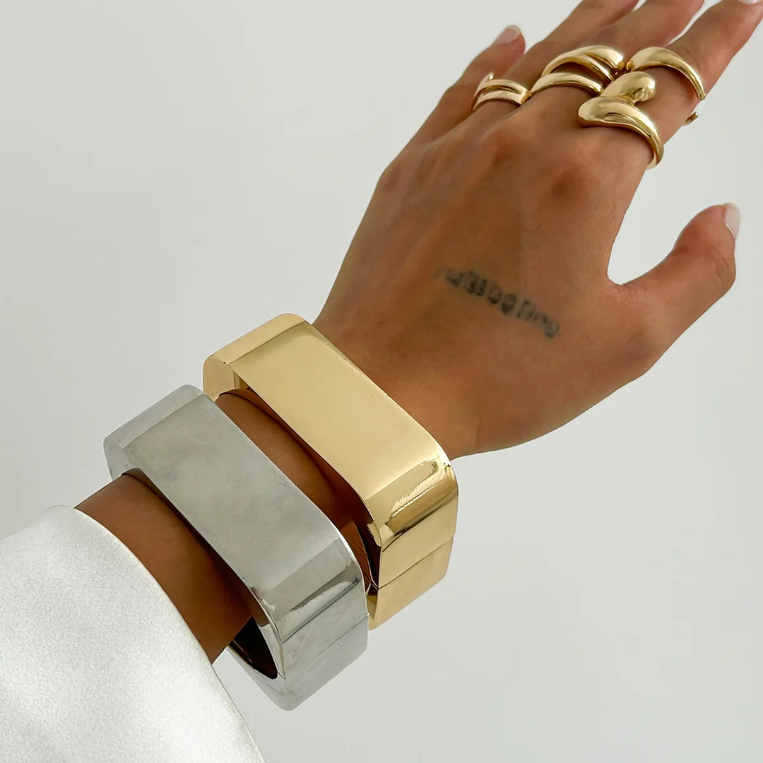 Desi Smooth Metal Matte Square Cuff Bangle