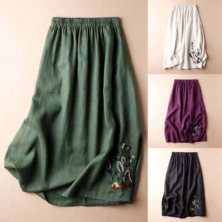 Tove Floral Embroidered Midi Skirt