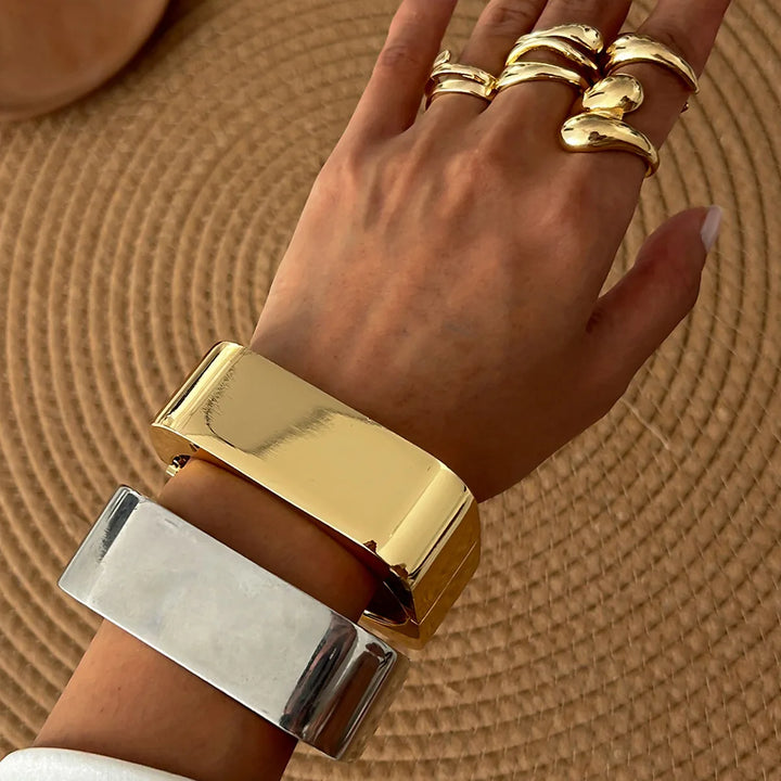 Desi Smooth Metal Matte Square Cuff Bangle