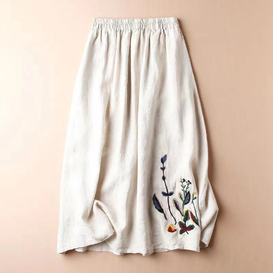 Tove Floral Embroidered Midi Skirt