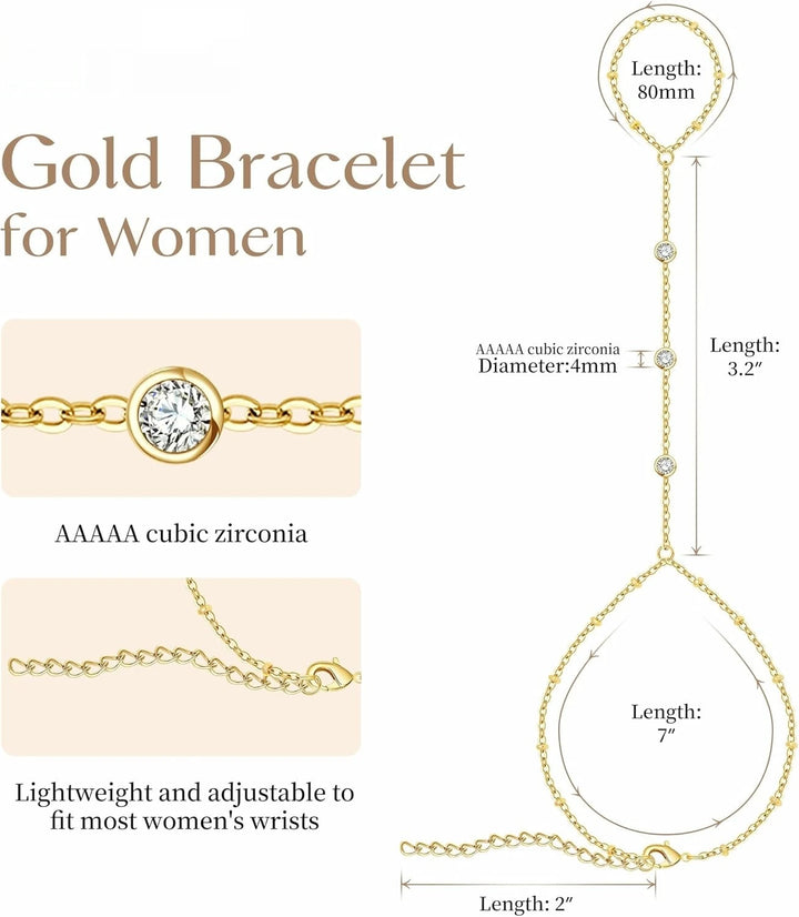 Nelly 3 Stone Gold Plated Hand Chain