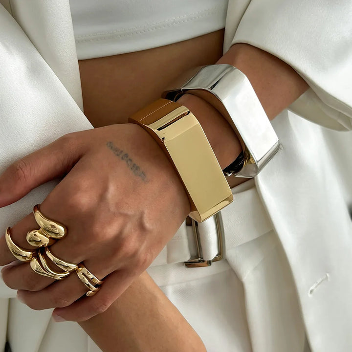 Desi Smooth Metal Matte Square Cuff Bangle
