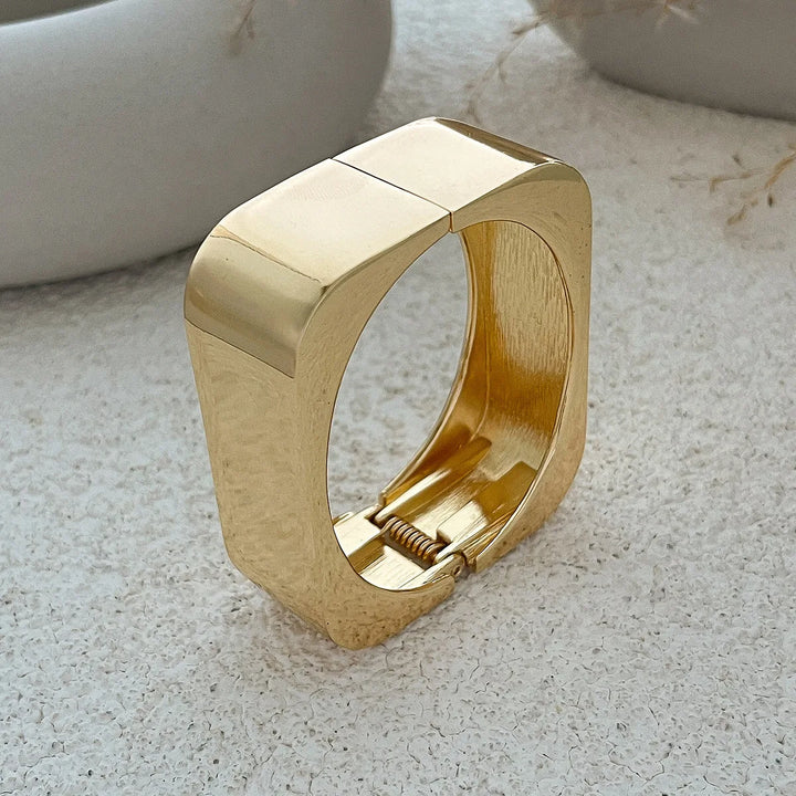 Desi Smooth Metal Matte Square Cuff Bangle