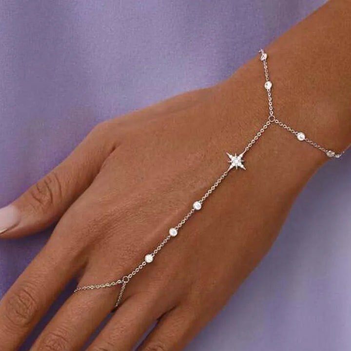 Lyric Star and Stone Point Hand Chain