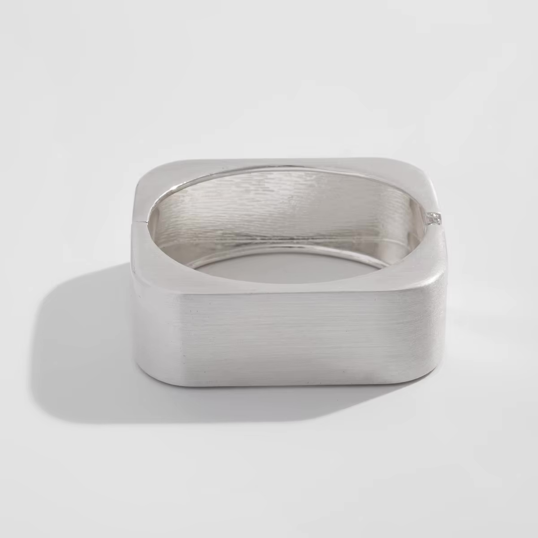 Desi Smooth Metal Matte Square Cuff Bangle