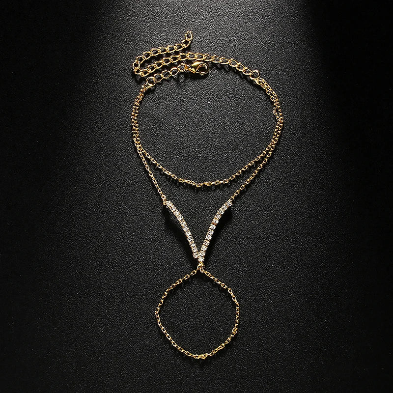 Lacey Stone Inlaid Chevron Hand Chain