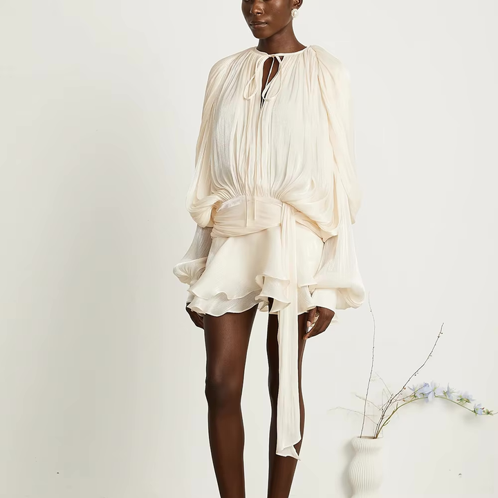 Presley Fully-Pleated Ruffled Mini Dress