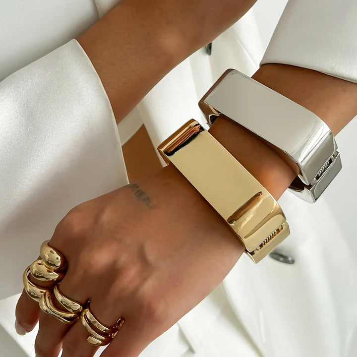 Desi Smooth Metal Matte Square Cuff Bangle