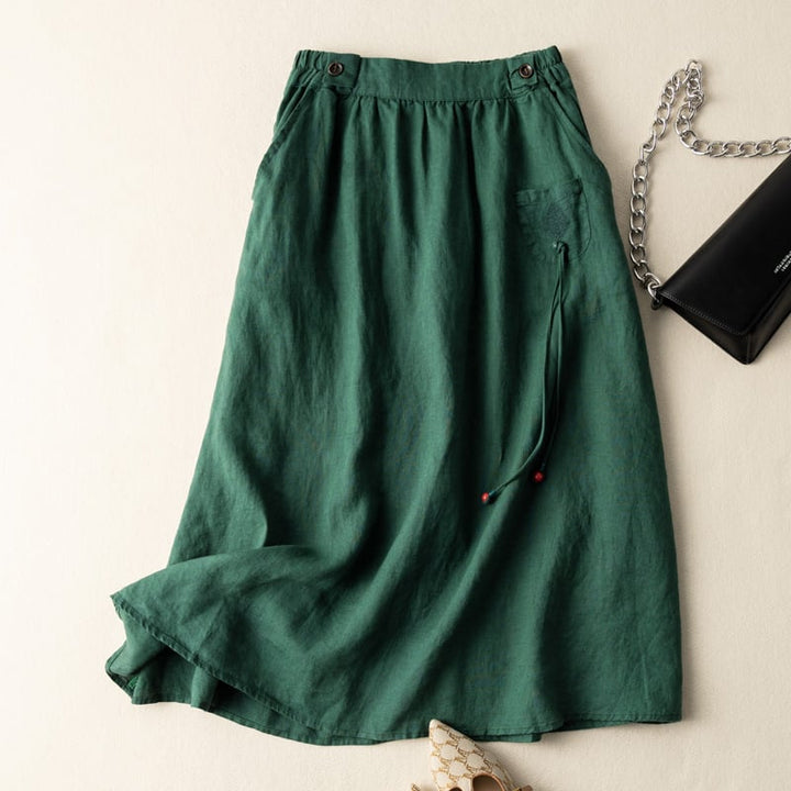 Embla Leaf Embroidered Midi Skirt