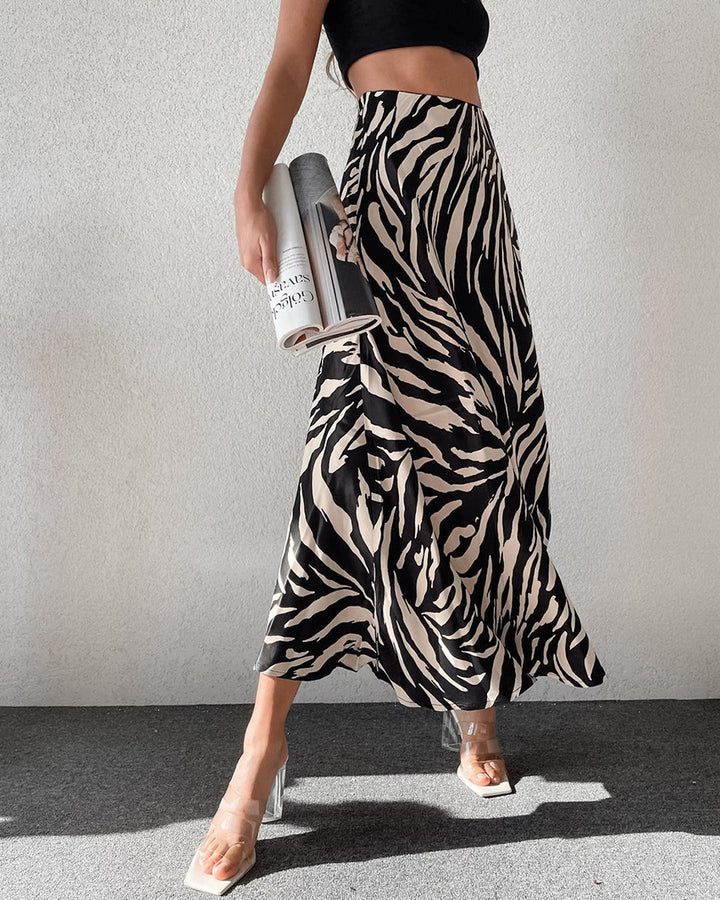 Frida Zebra Print Midi Skirt