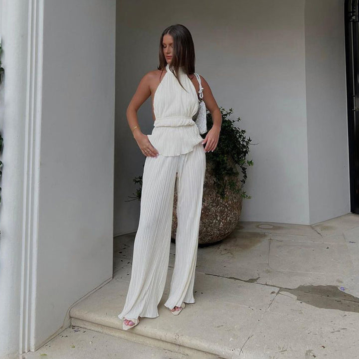 Camille Pleated Halter Set