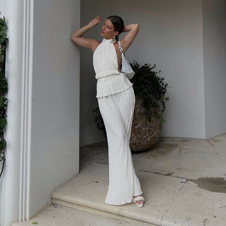 Camille Pleated Halter Set
