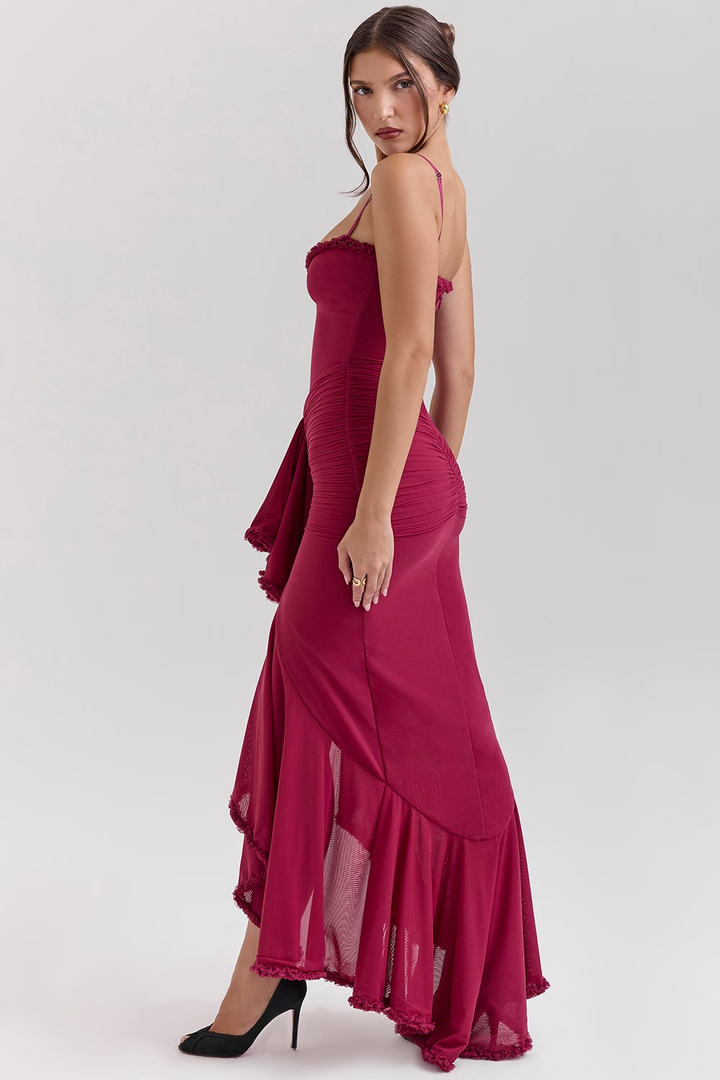 Carina Mesh Ruffled Front Gown