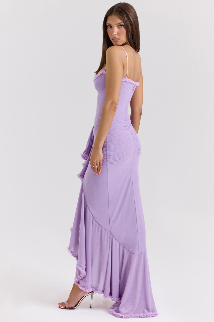 Carina Mesh Ruffled Front Gown