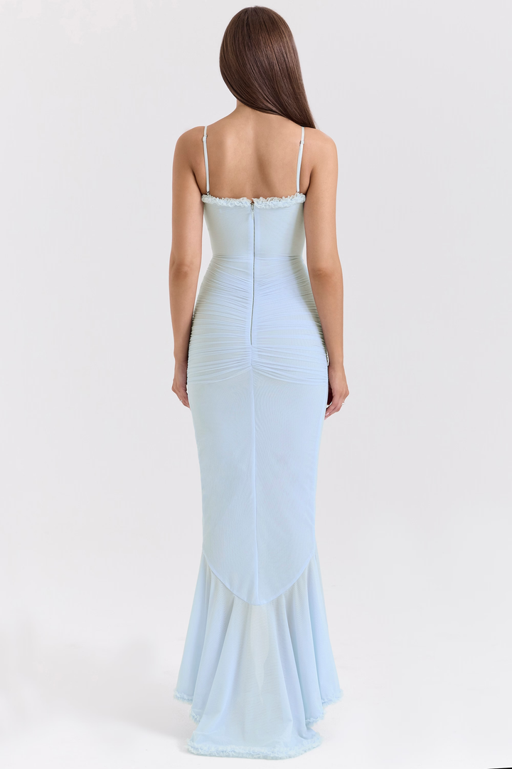 Carina Mesh Ruffled Front Gown