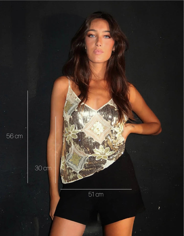 Lana Embellished Top Gold