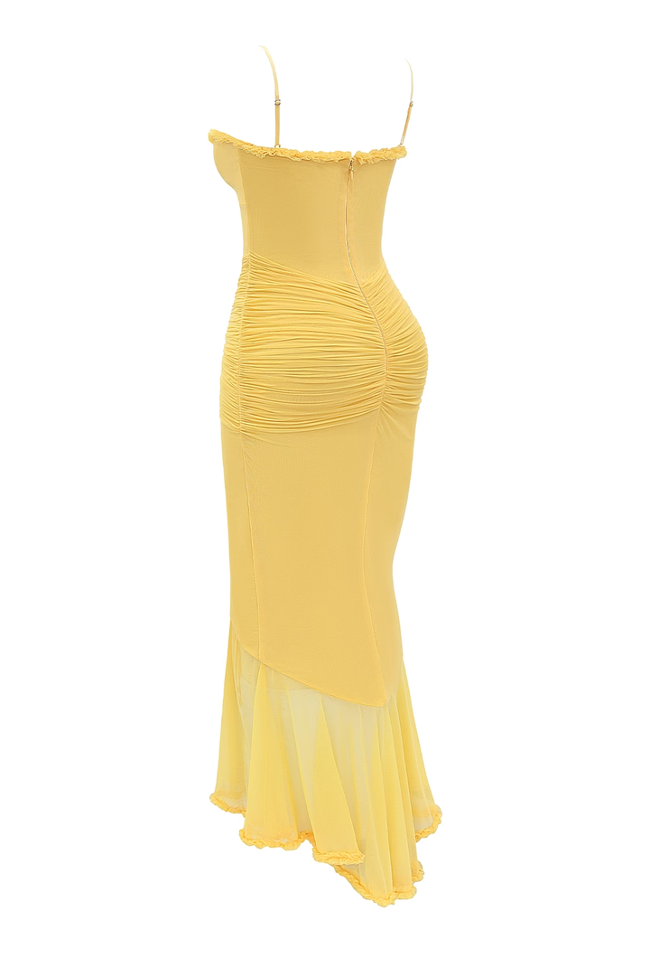Carina Mesh Ruffled Front Gown